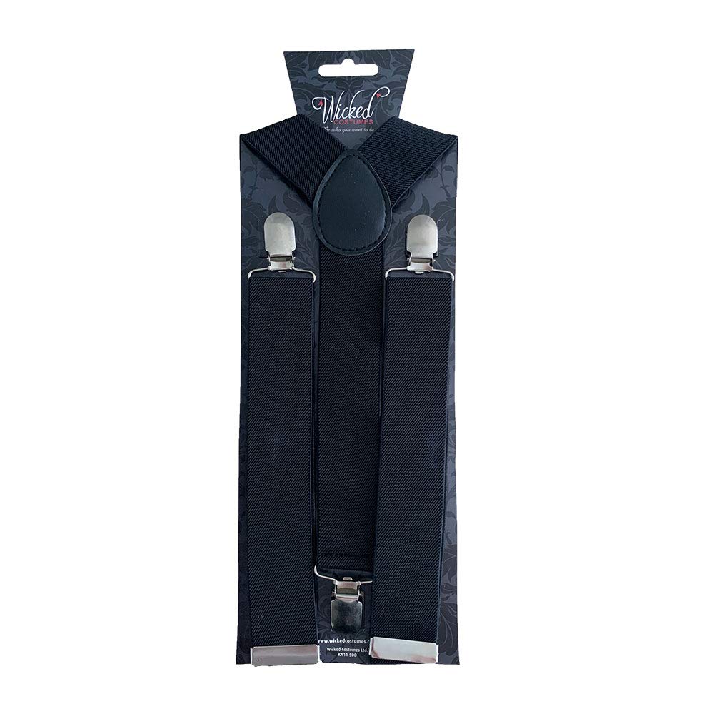 Wicked Costumes Adult Extra Wide Black Braces - Fancy Dress Accessory