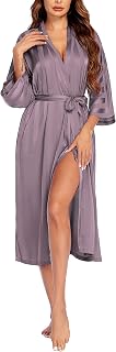 Silk Robes for Women Long Kimono Bridesmaid Dressing Gown V-neck Satin Bathrobes