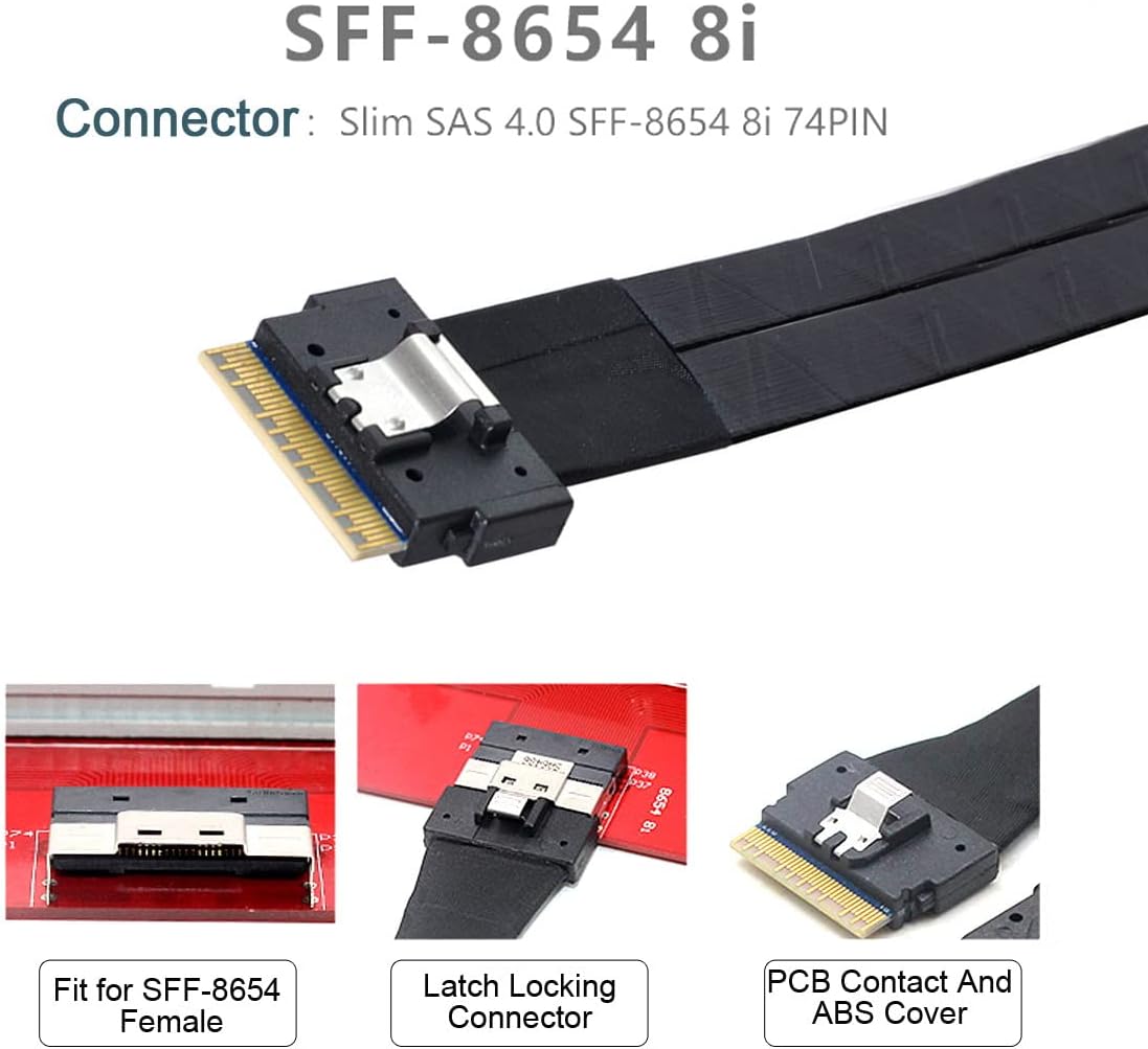 Detachable Bifurcation Virtual Raid PCI-E Ultraport Slimline SAS Slim 4.0 SFF-8654 8i 74pin to Dual SFF-8643 4i Mini SAS HD Cable PCI-Express