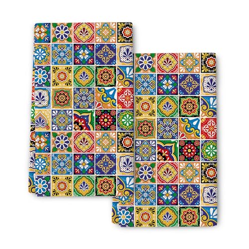 Pintukee Mexican Floral Decorative Kitchen Dish Towels Soft Absorbent Colorful Flowers Hand Tea Towels for Kitchen Farmhouse Holiday Home Decorations, Set of 2