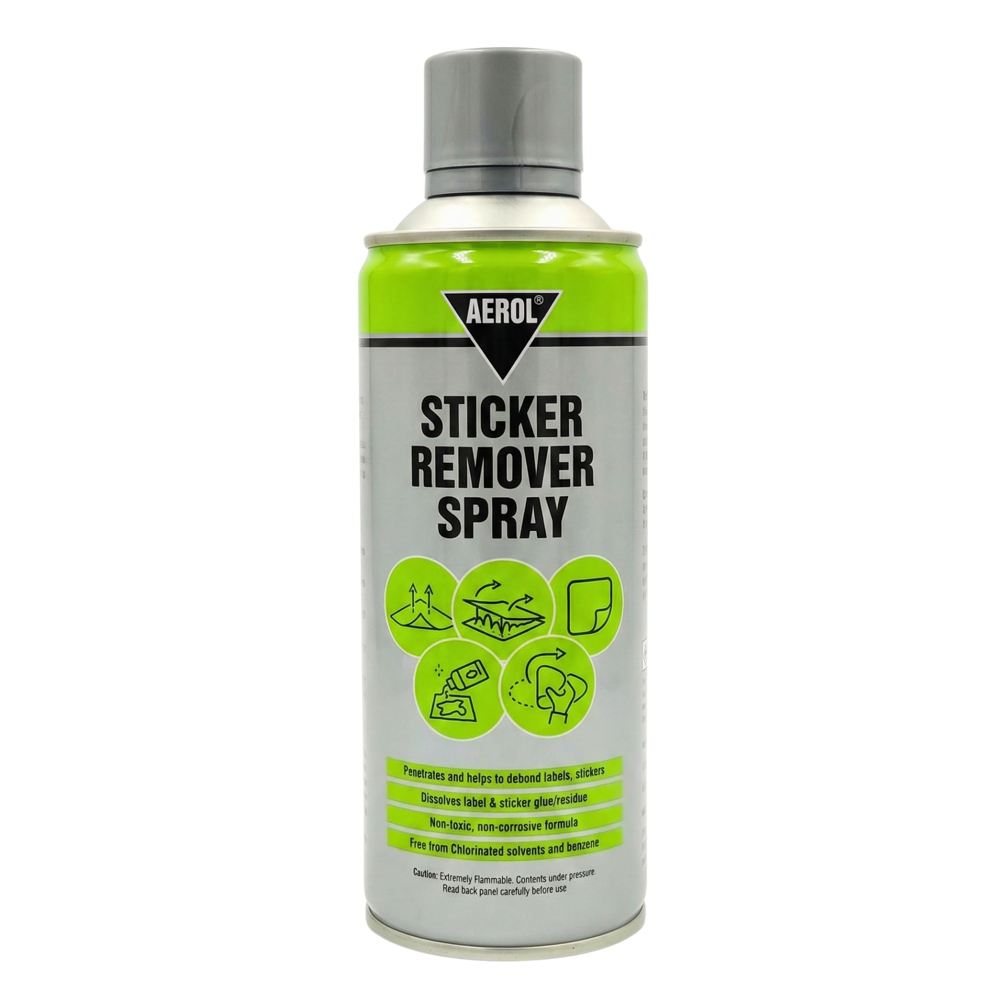 Aerol Sticker Remover Spray | Removes Stickers, Labels & Adhesive Residue | Safe for Glass, Metal, Plastic & Painted Surfaces | Grade 835 (275g/406ml)