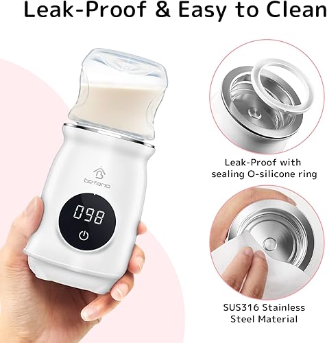 Miniatura 6 de Befano Calentador de botellas de viaje, calentador de botellas portátil de calor rápido con 5 adaptadores para Dr. Brown, Philips Avent, Medela,