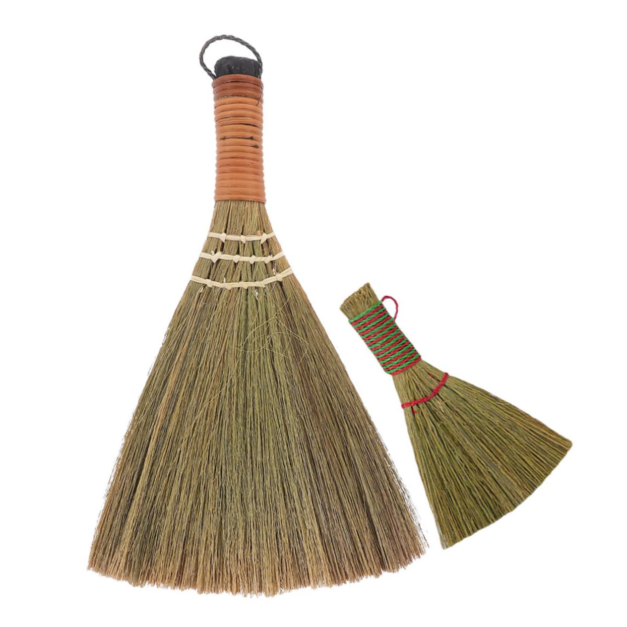 FOMIYES 2pcs Miscanthus Small Broom Portable Brush Mini Sweeper Brooms Soft Hand Broom Whisk Broom Straw Broom Desktop Duster Broom for Office Table Short Broom Natural Broom Desk Broom