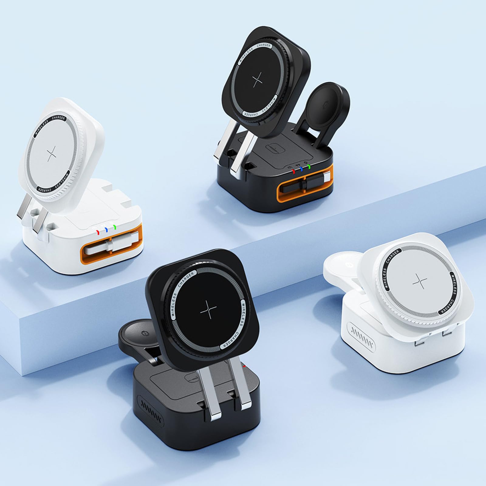 Chargeurs de Smartphone sans Fil magnétiques compacts Chargeurs Rapides 15 W avec câble rétractable pour Montre de téléphone et écouteurs Appareil sans Fil Rapide