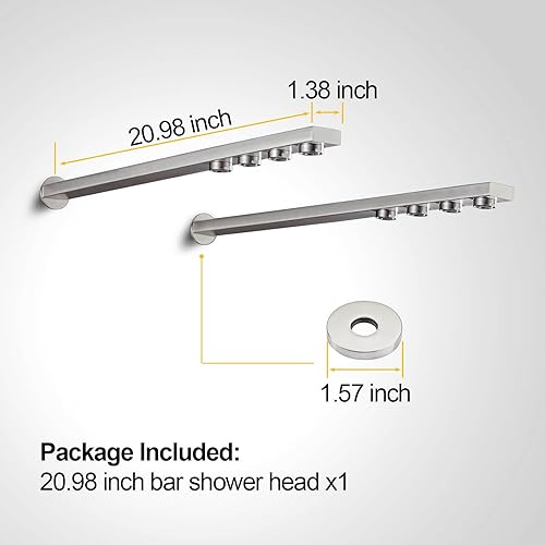 Miniatura 3 de Brazo de ducha tipo barra de ducha de acero inoxidable, para montar en la pared, integrado con cabezal de ducha con 4 boquillas de alto flujo, tipo