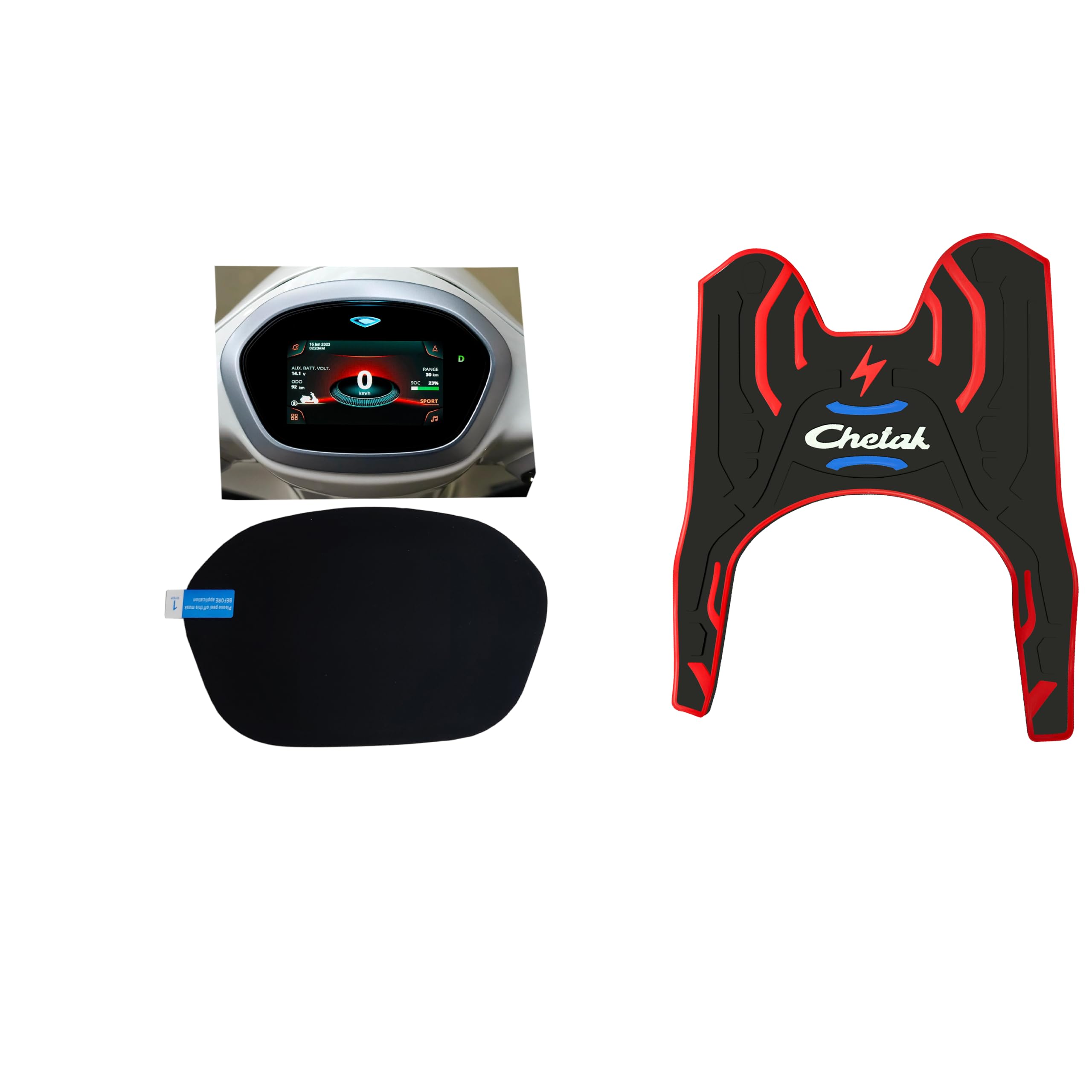 R.J.VON - New 3D Foot Mats with Digital Meter Screen Guard Compatible with Chetak Ev (Model 2025)