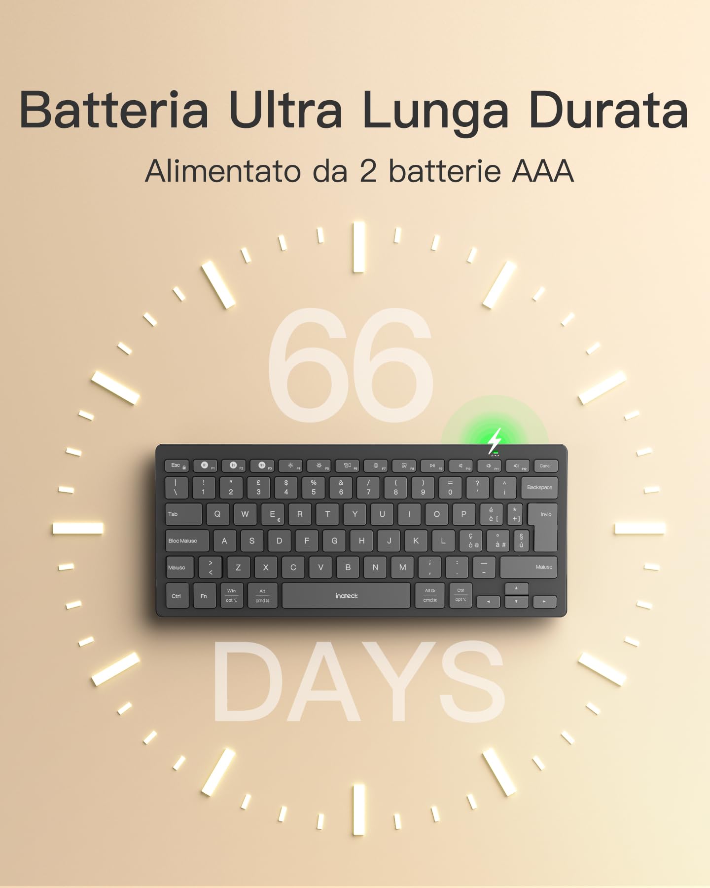 Inateck Tastiera Bluetooth Wireless Ultra-Sottile Connessione a 3 Dispositivi, Compatibile con iPad Pro/Air, PC, Windows, iPadOS, Android e iOS, Batteria da 18 Mesi, Design Portatile, Grigio