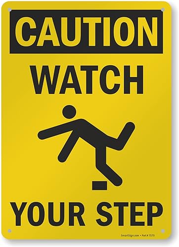 Signo de seguridad SmartSign, leyenda "Caution Watch Your Step", negro sobre amarillo, Negro y amarillo, 1