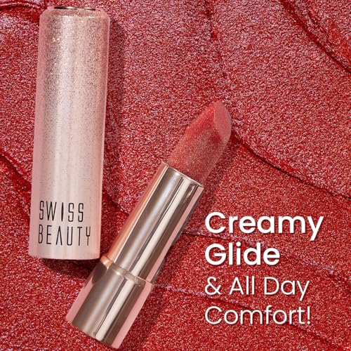 Image of Swiss Beauty More Than Glitter Lipstick | Glittery Finish | Nourishing | With Vitamin C | One Swipe Smooth Glide | Shade- 5 Shine Mauve, 3gm (‎SB-327)