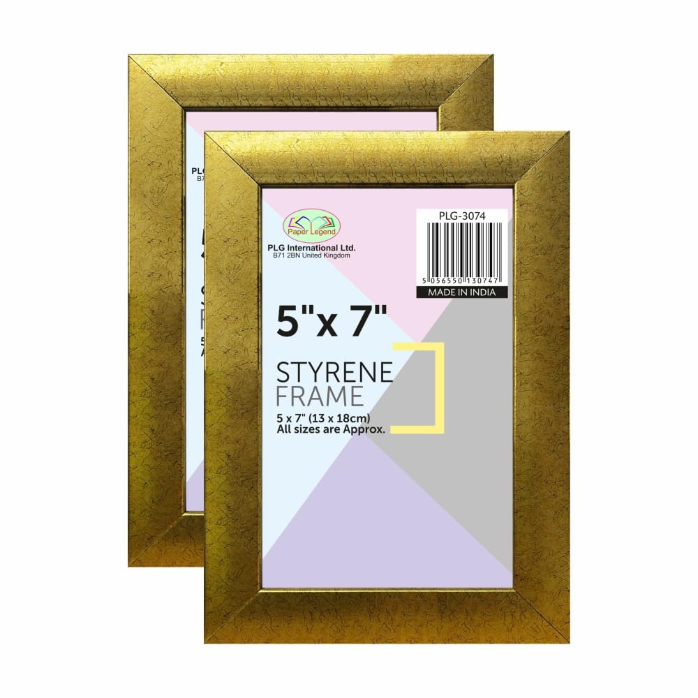 M1ss Gold (Pack Of 2) - 5X7 Photo Frame, Wall Mount Or Table Top, Picture Frame, Freestanding And Wall Mountable (Gold)