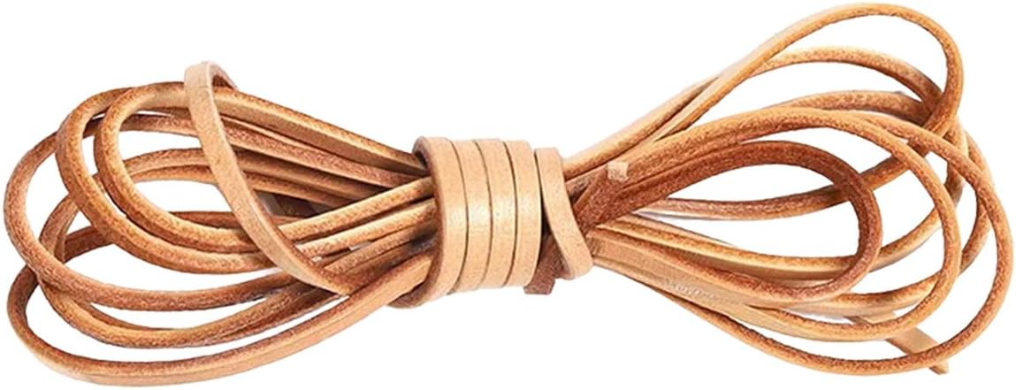 6.56ft Flat Leather Cord, Leather Strips for Crafts Leather Shoe Lace Jewelry Making - Khaki, 3.0mm
