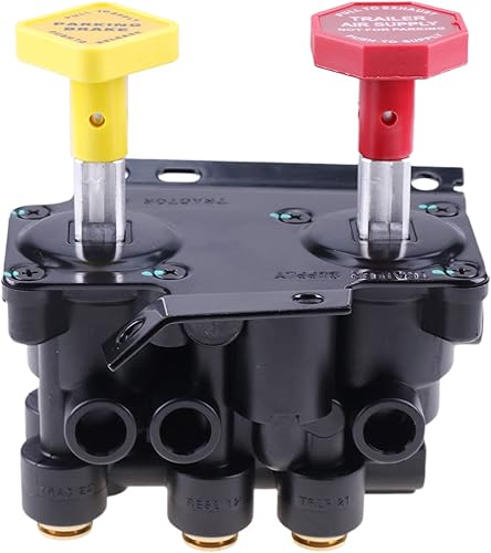 Miniatura 6 de WQSING Válvula de tablero de doble colector KN20619 compatible con Haldex RKN20619 38 pulgadas de empuje para conectar agujeros de montaje sin