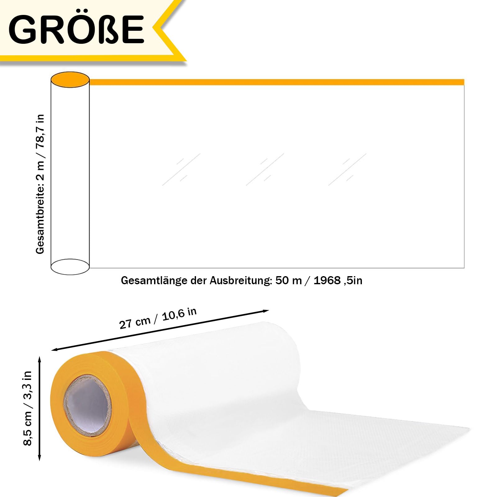 Telo Protettivo Per Imbianchini 2.4x15M | Pellicola Con Nastro Adesivo | Coprimobili Antivernice | Per Lavori Di Pittura