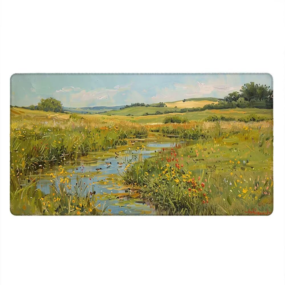 Duża podkładka pod mysz do gier XXL 1200 x 600 x 3 mm z zszytymi krawędziami, trwała antypoślizgowa podstawa z naturalnej gumy, zmywalna podkładka pod klawiaturę, nadaje się do gier, domu, biura