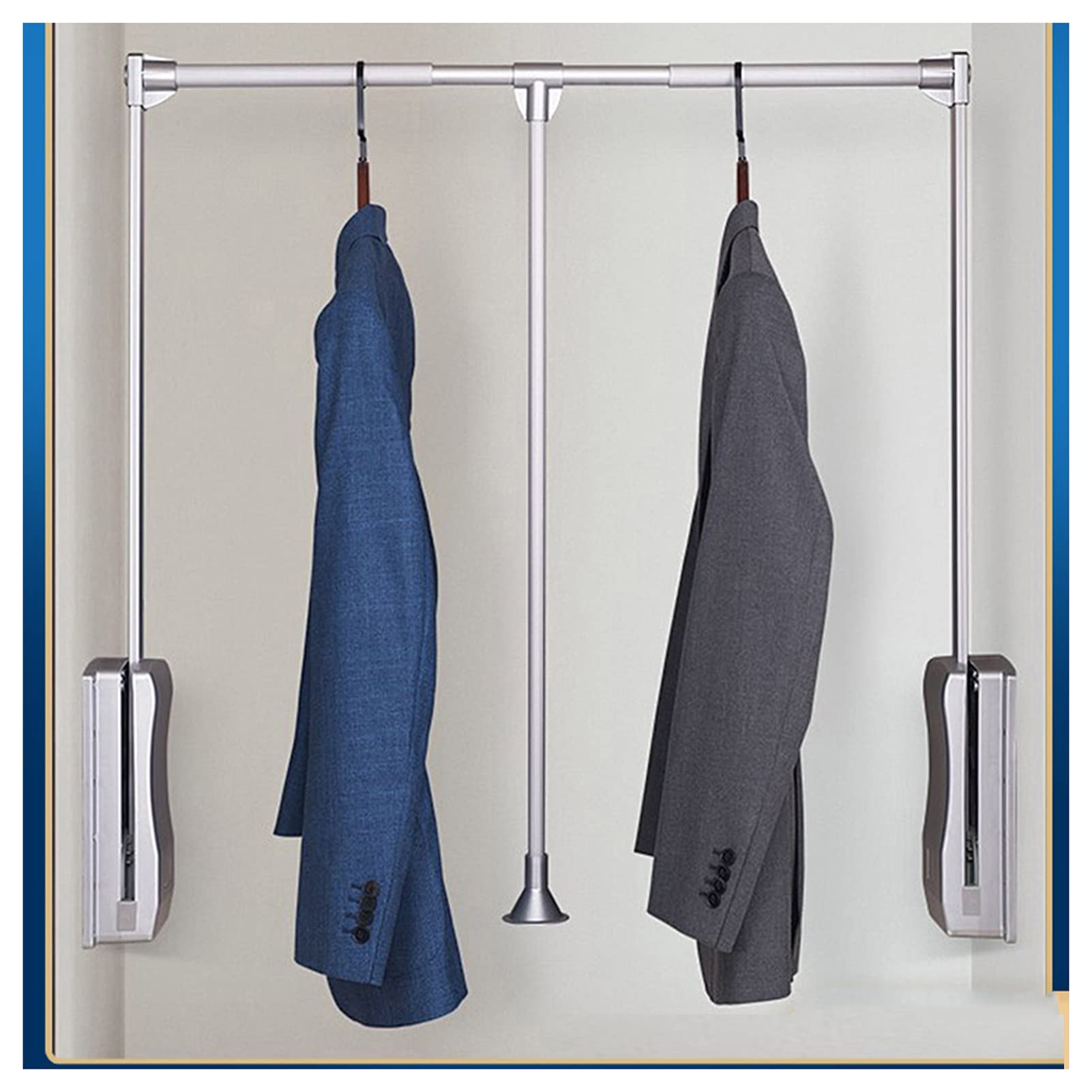HTTGDGDH Adjustable Width Hydraulic Pull Down Rod - Space-Saving Closet Hanger System, Max Load 20Kg, Ideal For Bedroom & Checkroom Storage,600-830mm