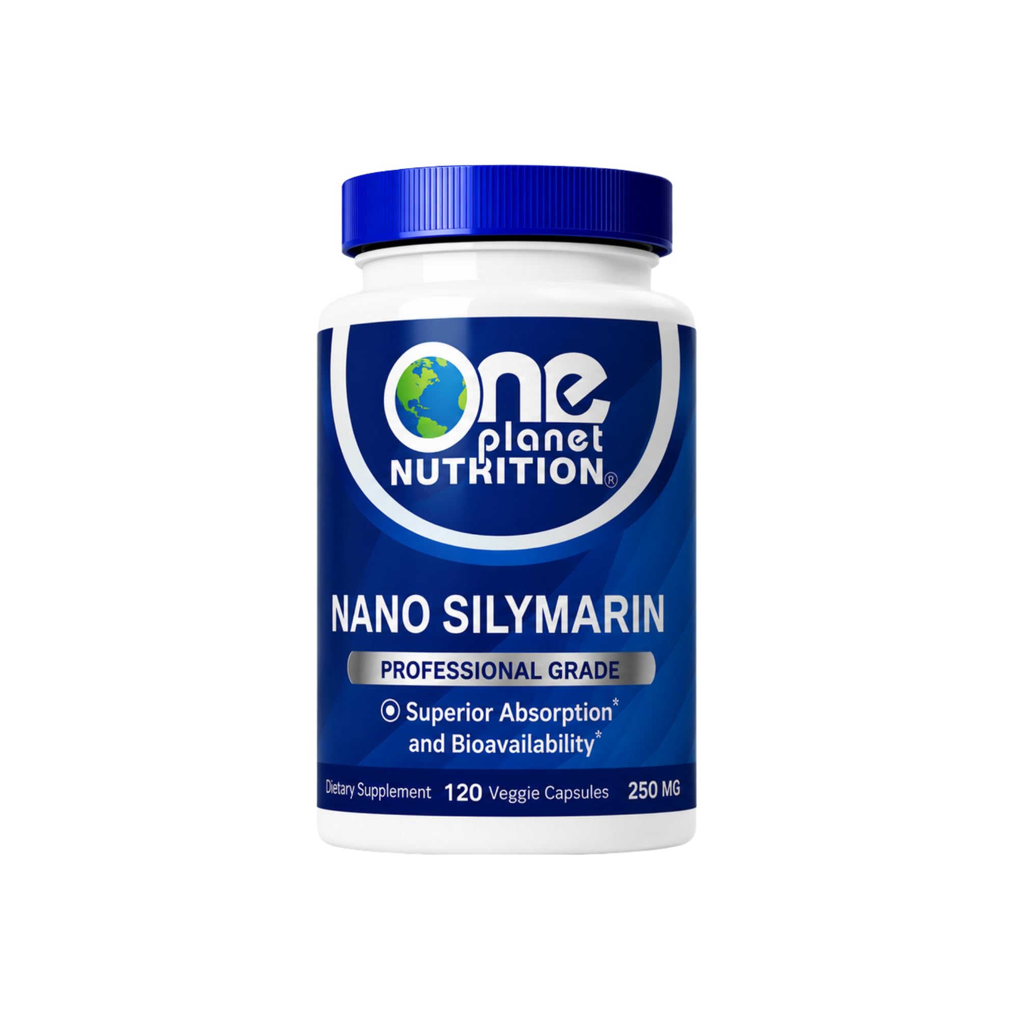 One Planet Nutrition Nano Particle Size Silymarin Capsules 250 mg (120 Count) - Nano Particle Size Milk Thistle Extract for Superior Absorption - Supports Detoxification - Non GMO, Vegan, Gluten Free