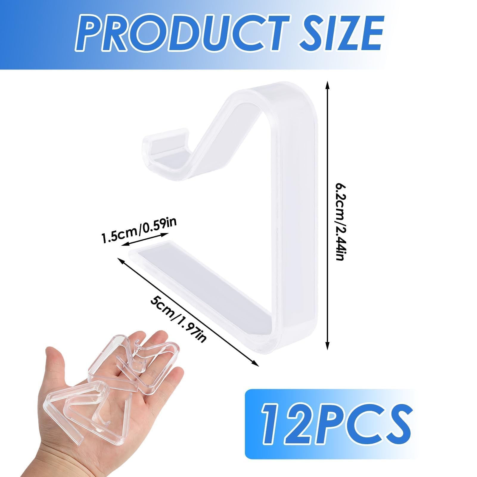 Pinces à Nappe en Plastique Transparent pour Tables 3,5-5 cm 12 Pièces