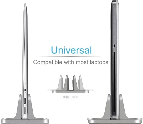 Miniatura 8 de Soporte vertical para laptop para escritorio ajustable Base de aluminio resistente para todas las computadoras portátiles (hasta 20.3 pulgadas) que