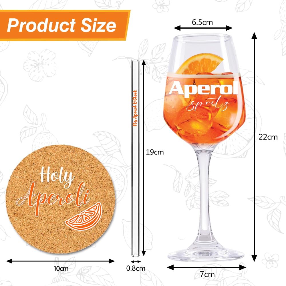 Aperol Aperol Spritz szklanka, zestaw prezentowy z 1 szklanką do koktajli i 1 sławką, prezent dla mężczyzn i kobiet