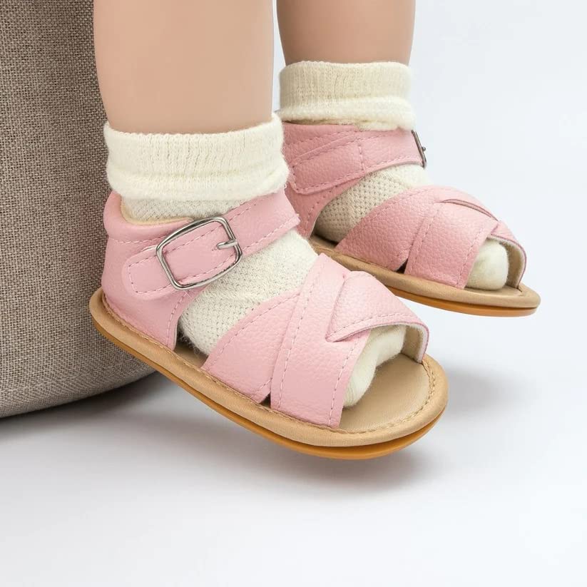 Image of LITTLE CHARLIE Georgia Soft Sole Sandals | Baby Girls Anti-Slip Sandals |Toddler First Walker Prewalker Newborn Sandals for Baby Girls | Best Birthday Present for Toddler