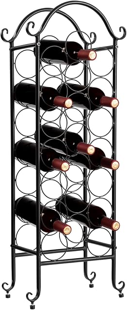 BEJOY 21 Bottles Metal Wine Rack Free Standing Floor, Wine Bottle Storage Display Rack, wine racks Suitable for Small Spaces, Black