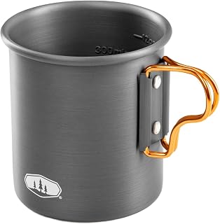 GSI Outdoors Hard Anodized Aluminum Halulite Bottle Cup I Lightweight Cup & Food Canister with Foldable Handles for Camping and Backpacking- 14 oz