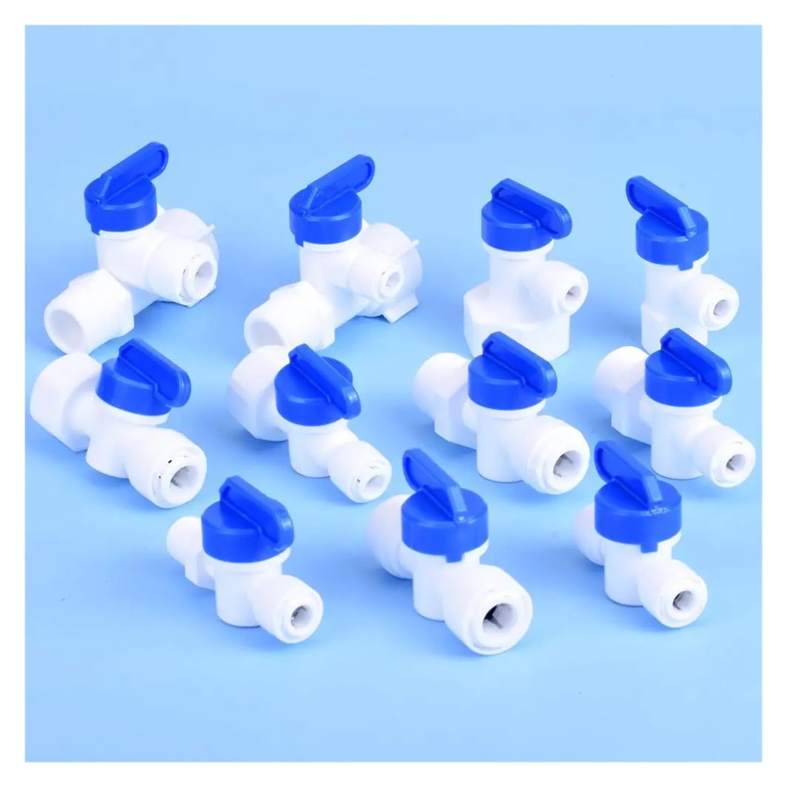 Válvula de bola hilo femenino macho 1/4 ", 3/8" y 1/2, interruptor ajuste retrolavado RO, conector rápido, filtro agua, piezas ósmosis reversa(JSQMK061,10 pcs)