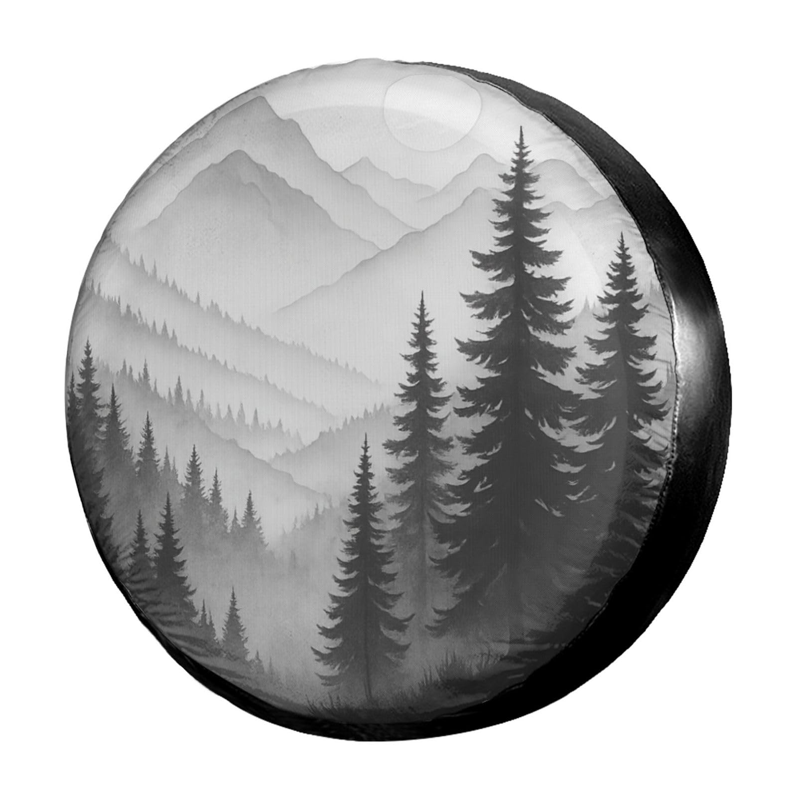 Dujiea Black and White Mountain Scenery Spare Tire Cover, Universal Wheel Tire Cover Waterproof Dust-Proof Tire Protectors for Trailer Rv SUV Truck Camper and Many Vehicle 14 15 16 17 Inch