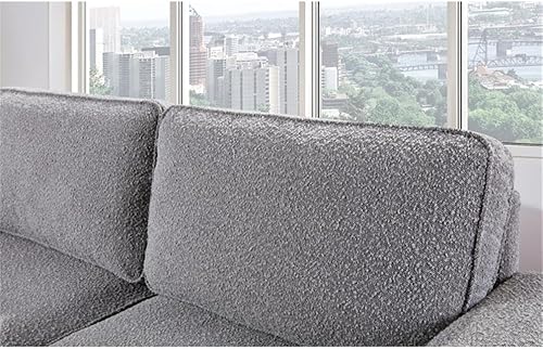Miniatura 23 de BOWERY HILL Sofá cama reversible/seccional de lino gris acero con almacenamiento para espacio pequeño Gris,Beige,Negro