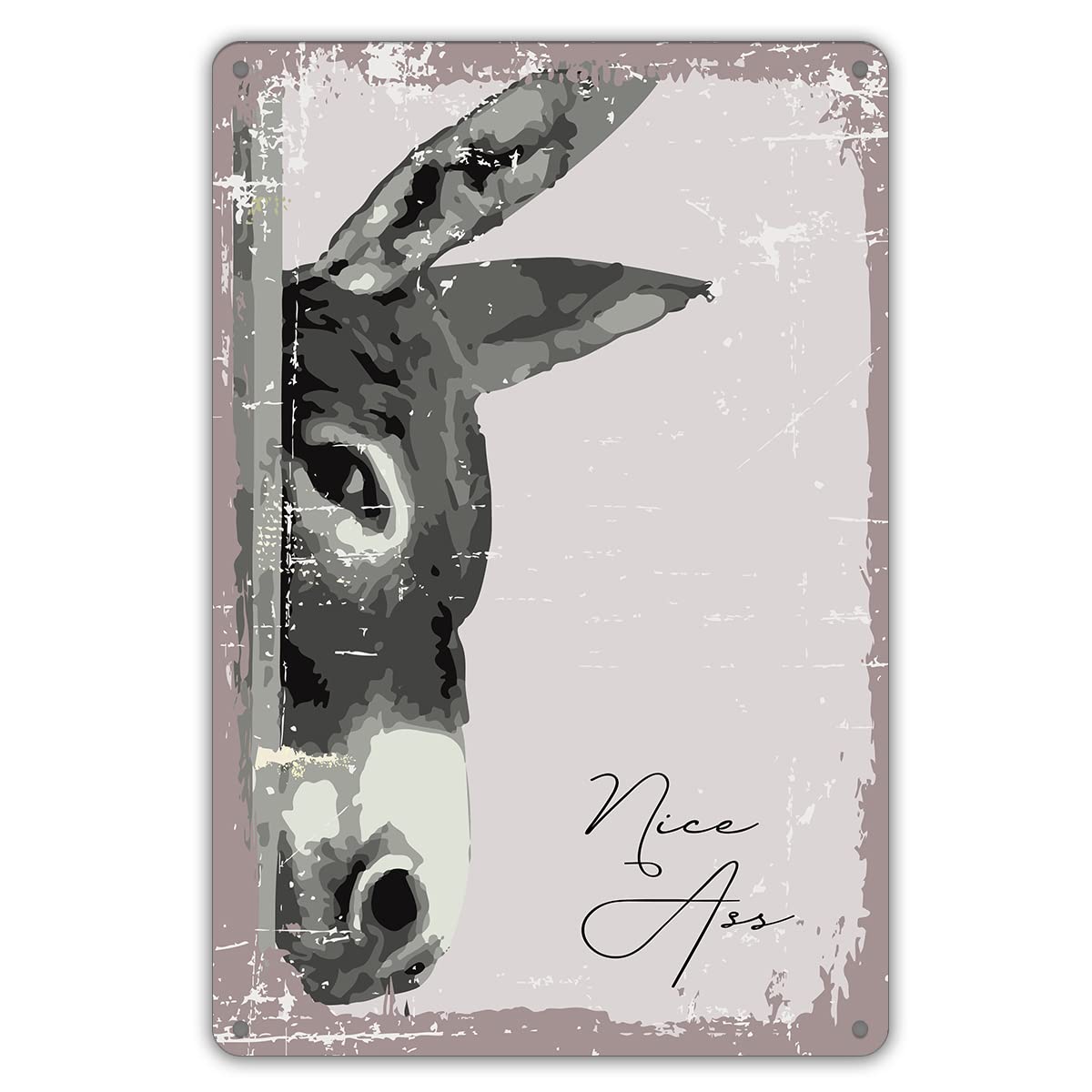 Retro Metal Tin Aluminium Signs Funny Bathroom Donkey Quote Metal Tin Sign Wall Decor Retro Nice Bathroom Sign for Home Decor Gifts 8x12inches