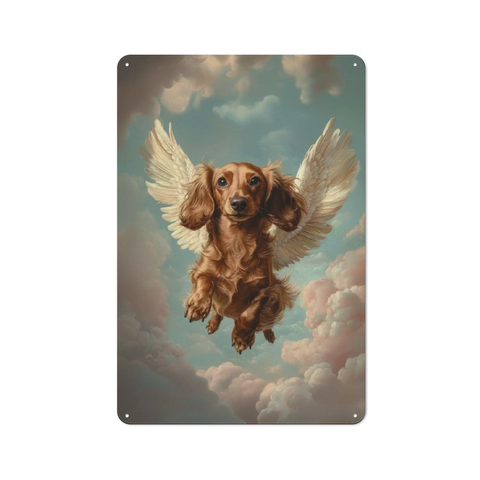 Junmoney Dachshund Angel Dog Loss Tribute Print Dach Tin Sign 30X20cm With Shund With Wings For Hallway Wall, Vintage Decor, For Home Interiors, Feature Walls And Decorative Displays