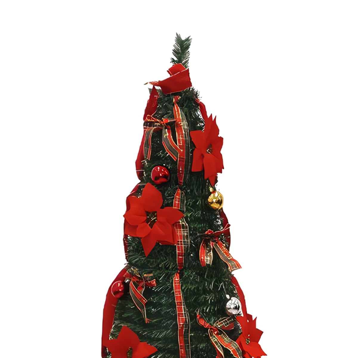 Árbol de Navidad PopUp - Desplegable, 150, 180 y 210 cm, Verde con Decoraciones, Plegable, Montaje Rápido, Uso Interior, Base Sólida (Verde con decoración, 150 cm)