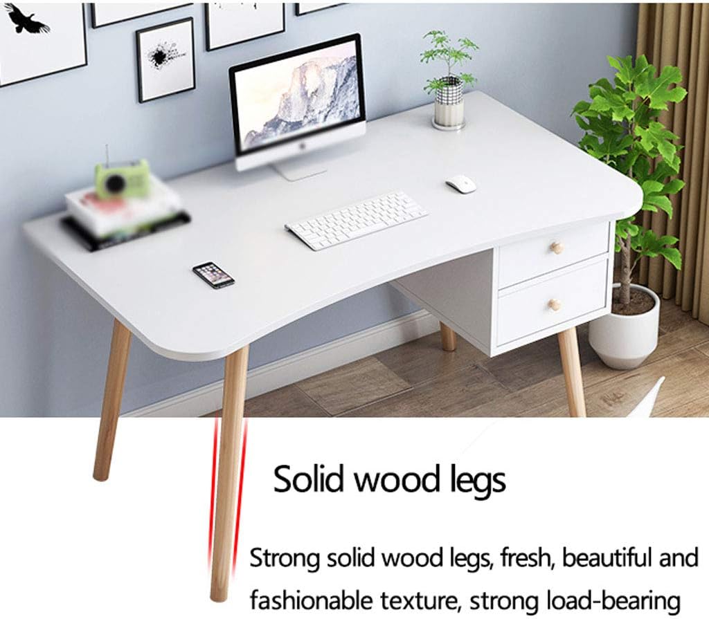 Computer Desk with 2 Drawers,Home Office Desks,Student Study Desktop Desk Laptop Table,Makeup Vanity Table,Large Space Storage,White,Natural. (Naturel 100x50x73cm)