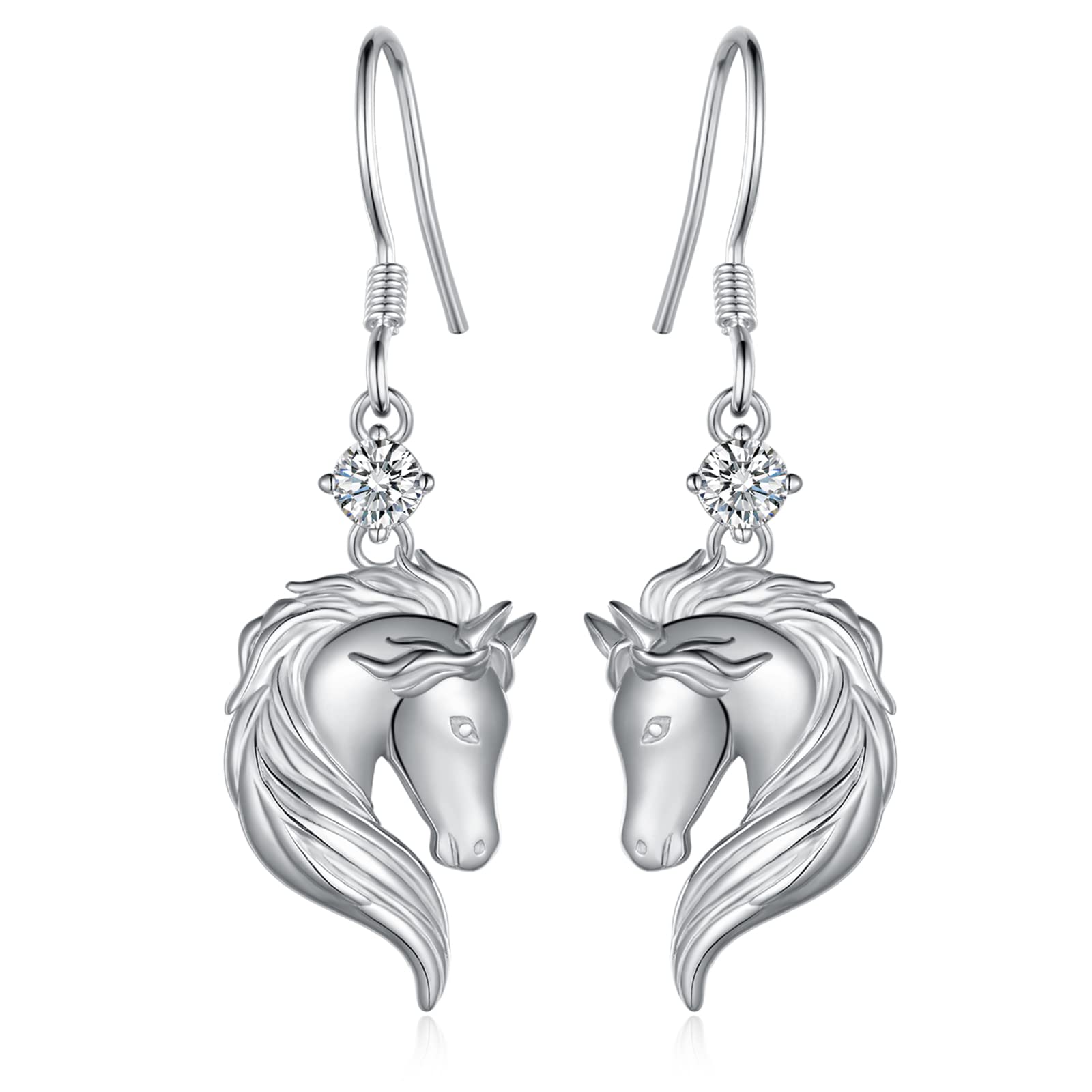 Animal Dangle Earrings Sterling Silver Horse/Axolotl/Wolf/Cat/Owl Dangle Earrings Animal Jewelry Gifts for Women