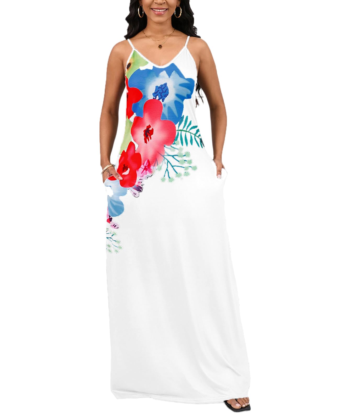 ZZYLHS Vestido De Verano Para Mujer, Vestido Largo Con Estampado Floral Bohemio, Manga Corta, Cuello Alto, Vendaje, Vestidos Largos Sexy (color Azul Claro, Talla: XXL