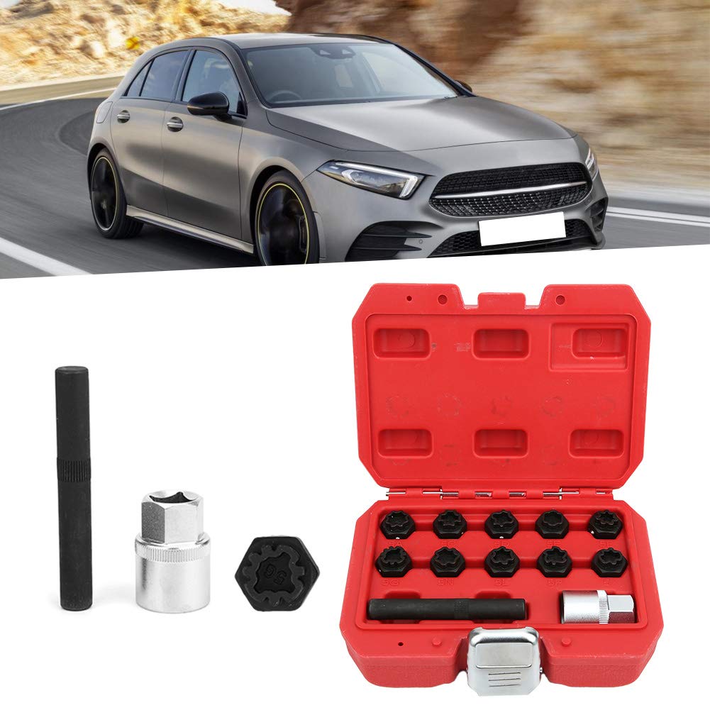 Yctze Douille d'écrou de roue, 12 pièces antivol verrouillage écrou de roue ensemble de douilles installateur de dissolvant outils de clé automobile outils de réparation de