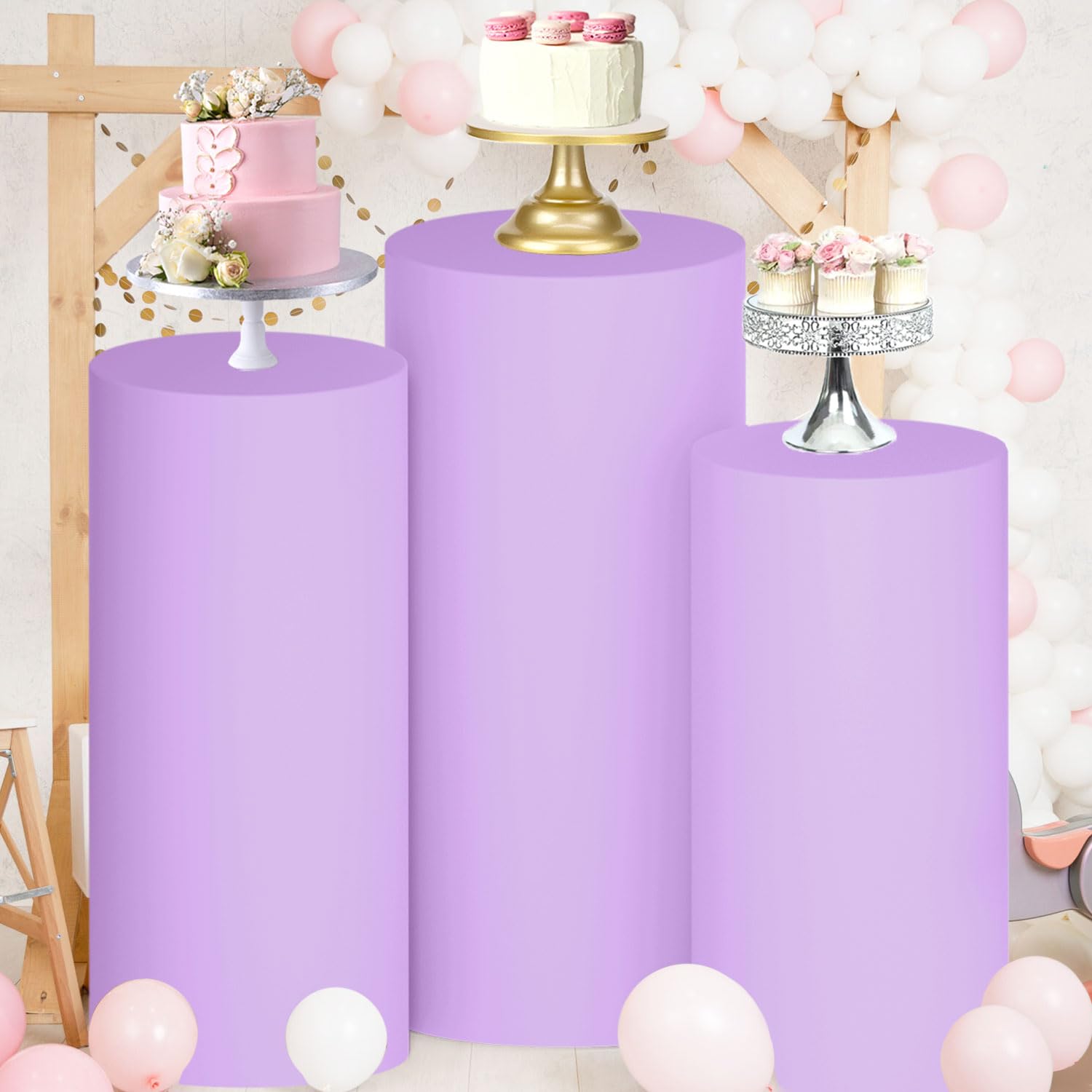 Stretchy Black Cylinder Covers For Party Decor - 11x20 Inch Fabric Pedestal Covers For Birthday & Wedding Displays