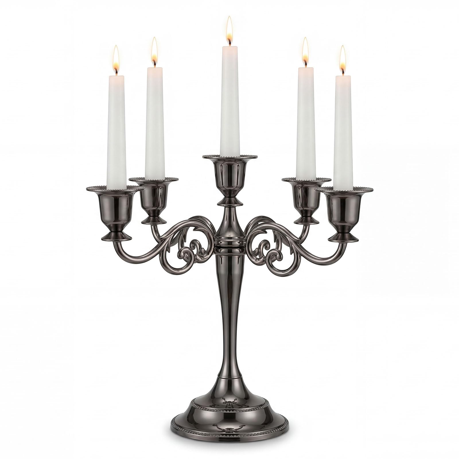 Levede 5 Arm Candelabra Candle Holder - Black - Metal/Velvet