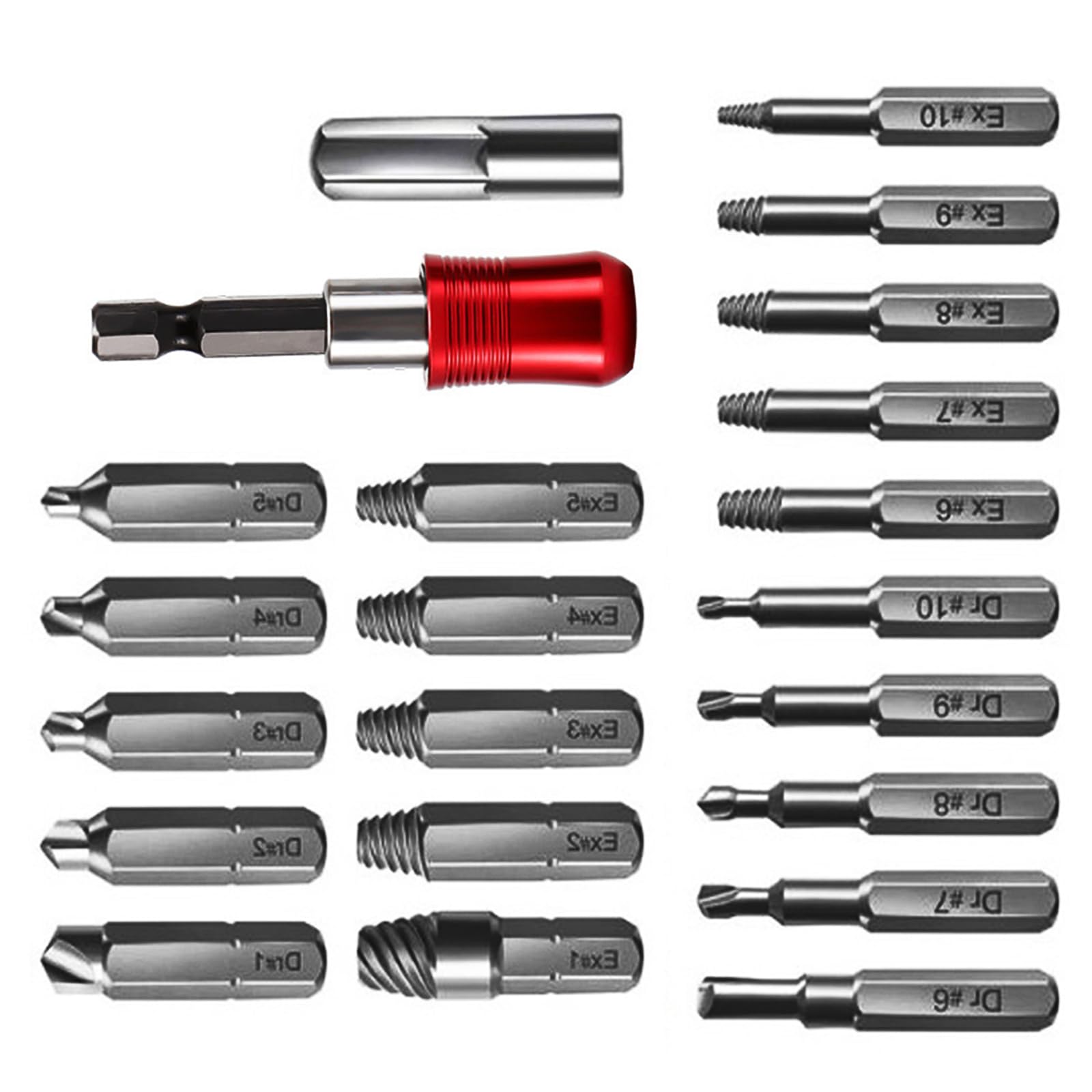 Woedpez Complete 22Piece Damaged Screw Extractor Set For Easily And Professional Use Repairing Screws Screw Expunger Set