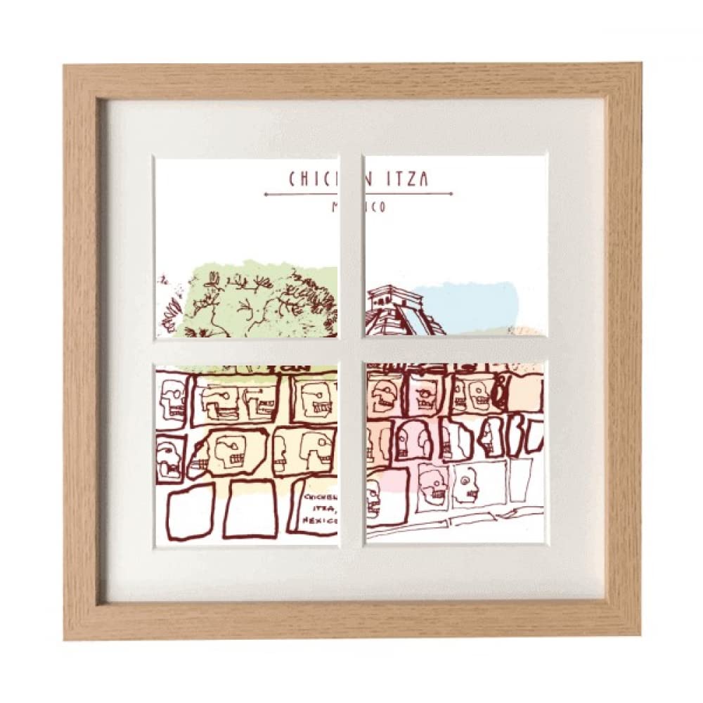 Chichen Itza Mexico Ancient Civilization Drawing Frame Wall Tabletop Display 4 Openings Picture