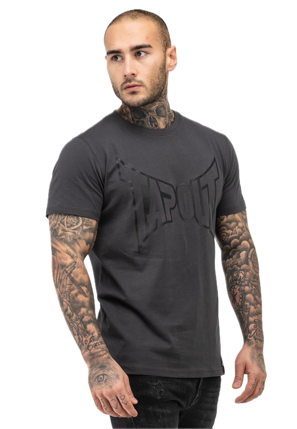 Tapout Men's Lifestyle Basic Tee T-Shirt, Anthracite/Black, XXL