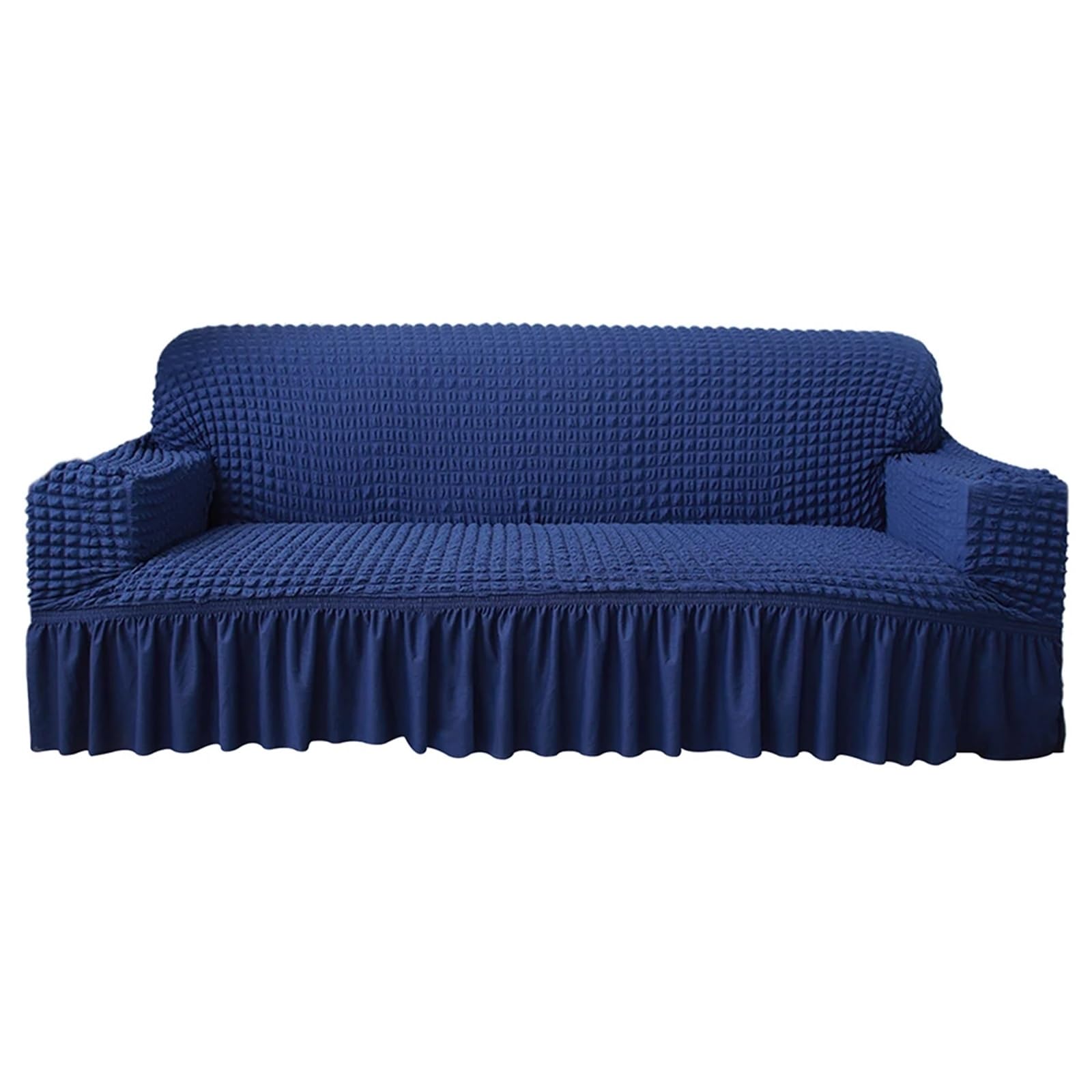 SUBLXPoten Sofa Cover with Skirt Sofa Slipcover with Skirt Universal Armchair Easy Fit Living Room Couch Cover Washable Furniture Protector(Dark blue,2 Seater(145-185cm))