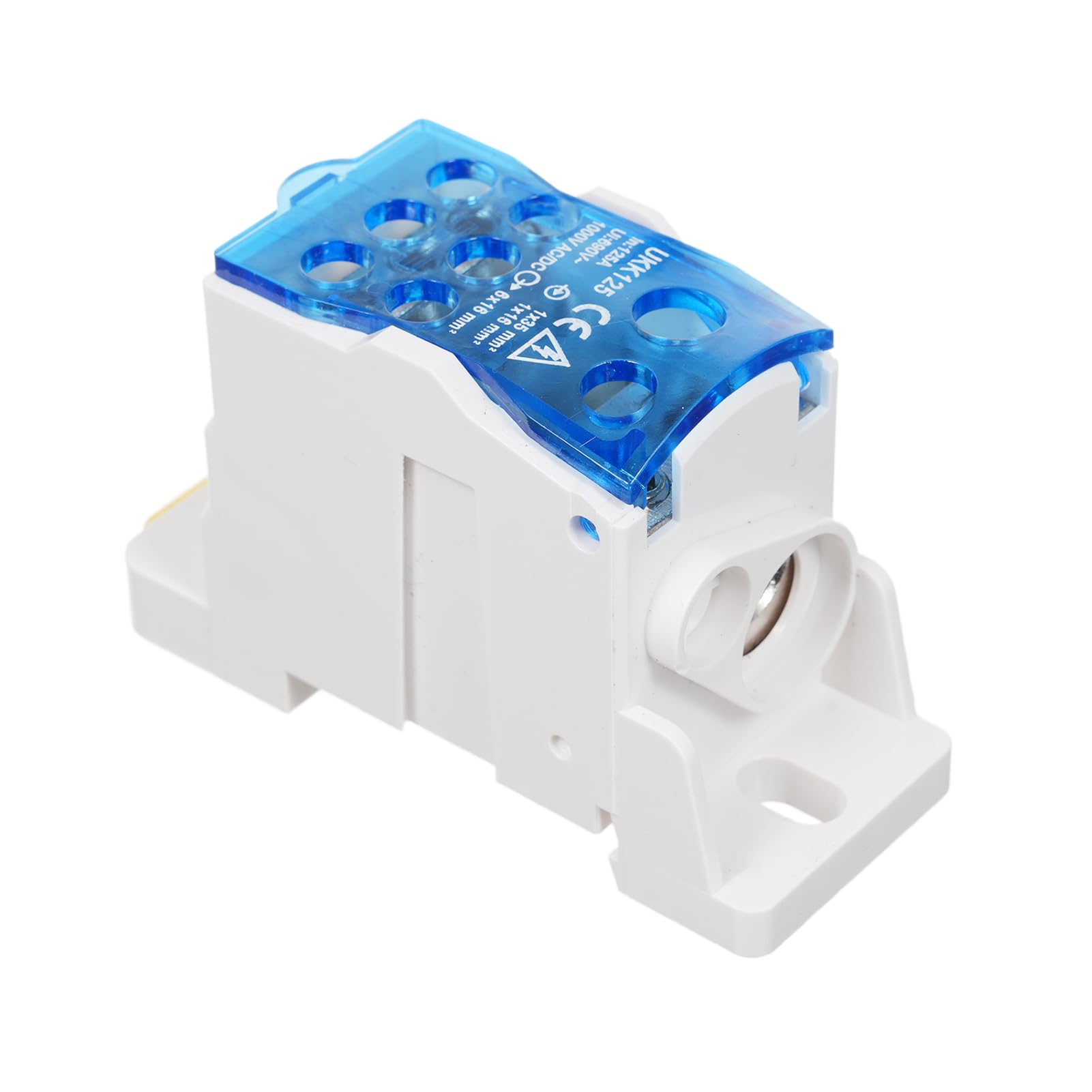 Fuvan Terminal Distribution Box 1 Pack 6 Positions Screw Terminal Strip Blocks with Cover Junction Box Branch Box Din Rail Terminal Block Wire Box Cabinet Wire Splitter Connector UKK125A