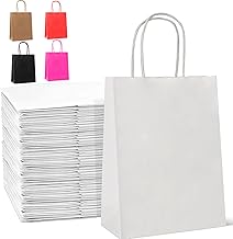 HAUSPROFI 30pcs Kraft Paper Bags for Gifts, Food & Sweets, Strong Carrier Bags with Twisted Handles for Kid Parties, Weddings, Thicken 130gsm