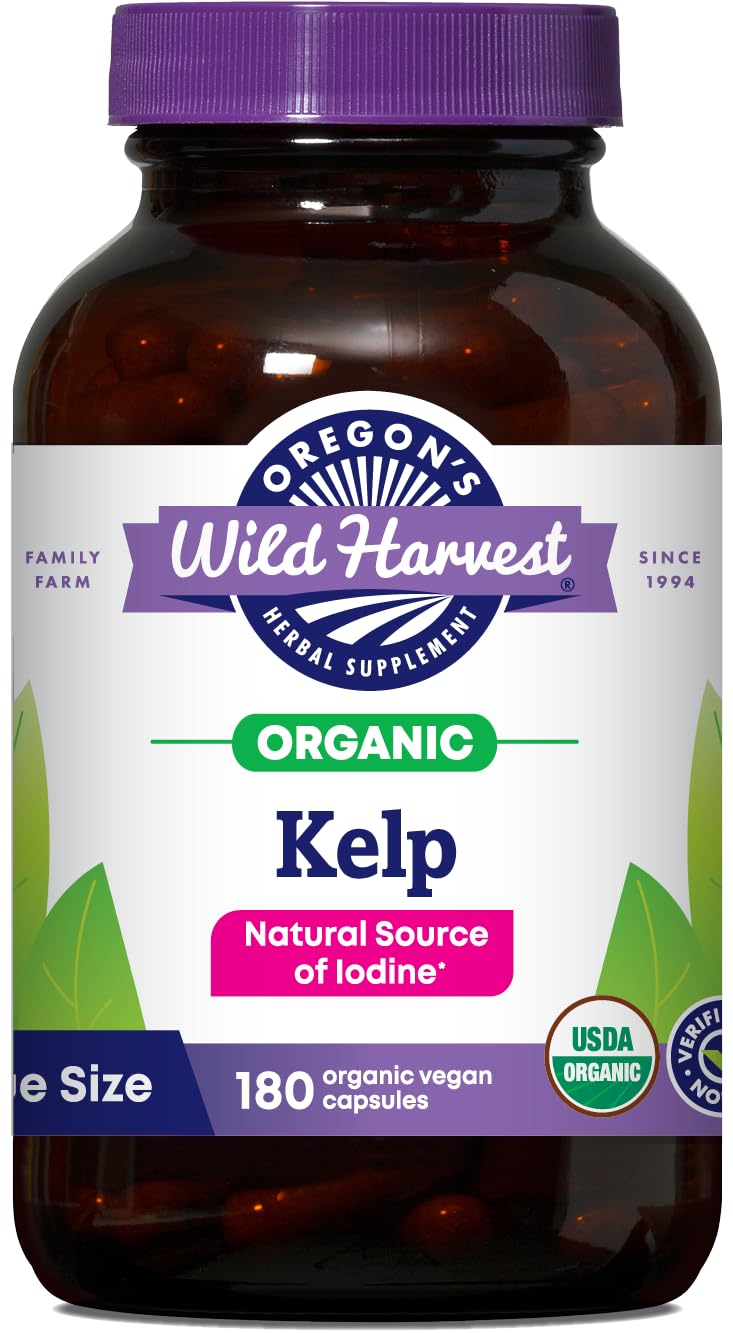 Oregon's Wild Harvest Organic Kelp, 180 Organic Vegan Capsules 180 Count (Pack of 1)