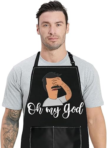 WZMPA Divertido delantal de cocina Bob Belcher con bolsillos Bob Belcher Fans Regalos Oh My God Bob Belcher Delantal para cocinar hornear