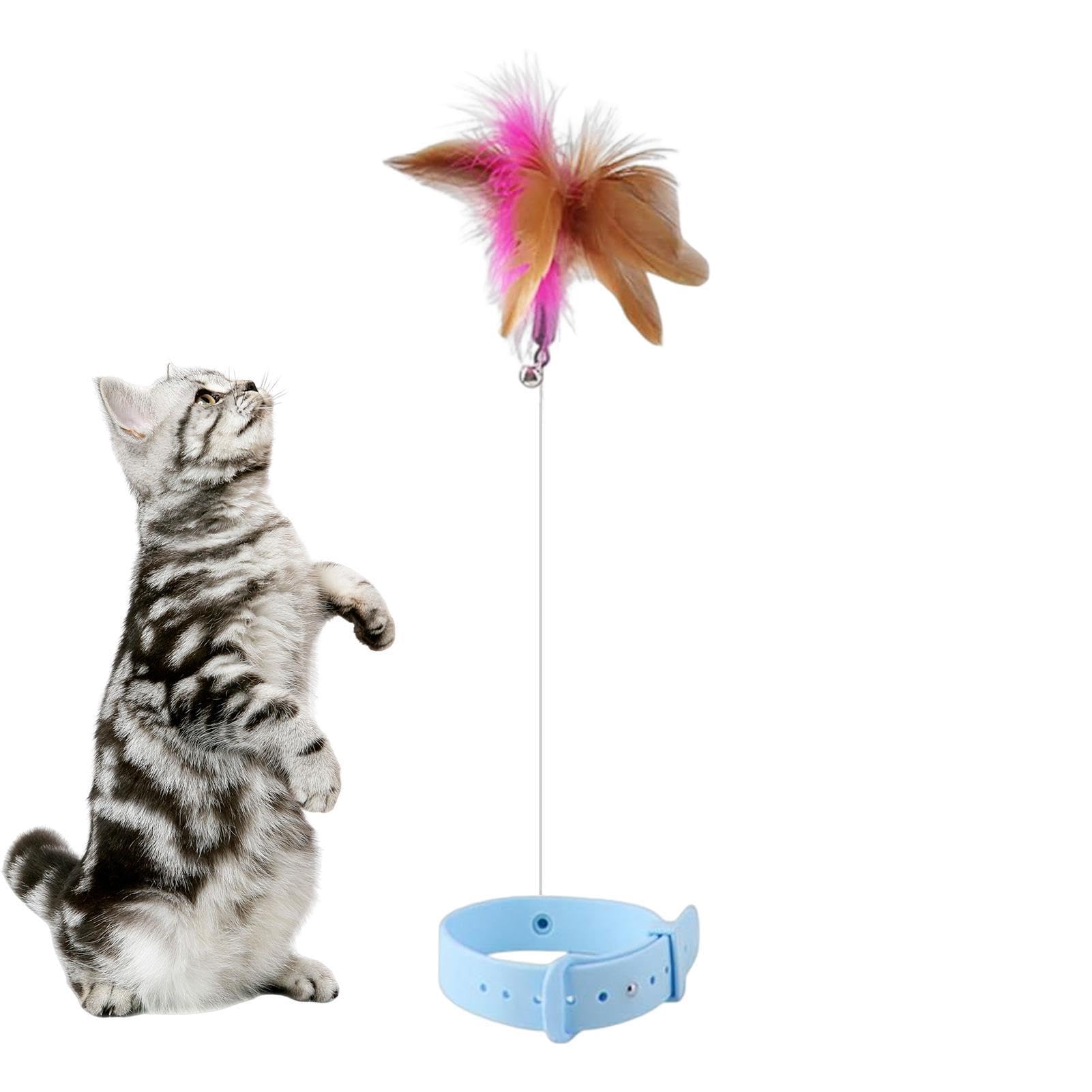 Collar de plumas de gato, juguete para gatos de interior, collar de ejercicio interactivo y divertido juguete de ejercicio para gatitos o gatos