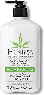 HEMPZ Body Lotion Fresh Coconut & Watermelon Daily Moisturizing Cream, Shea Butter Hand and Body Moisturizer - Hemp Extrac...