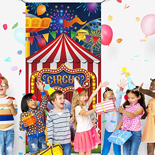 3X6Ft Red Circus Carnival Banner Backdrop Carousel Tent Elephant Clown Door Cover Decor Child Boy 1St 2St Birthday Party Banner Baby Shower Photo Booth Indoor Outside Supplies #TOP2