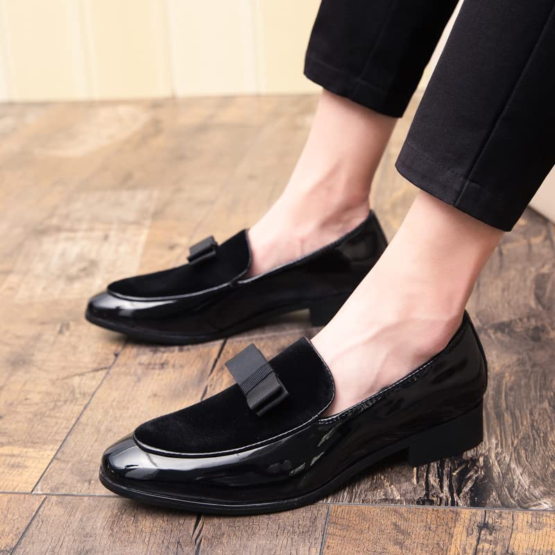 Men's Velvet Patent Leather Slip-on Dress Shoes Business and Parties Formal Events Smoking Slippers Loafers2